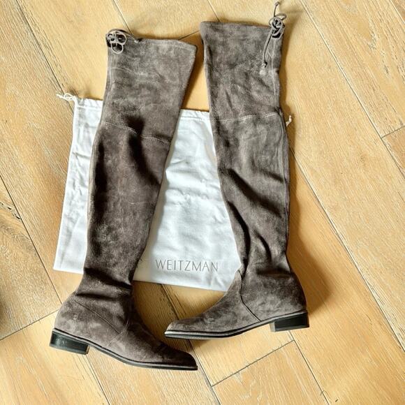 Stuart Weitzman Lowland Suede OTK Boots Grey Size 7.5 - Picture 5 of 9